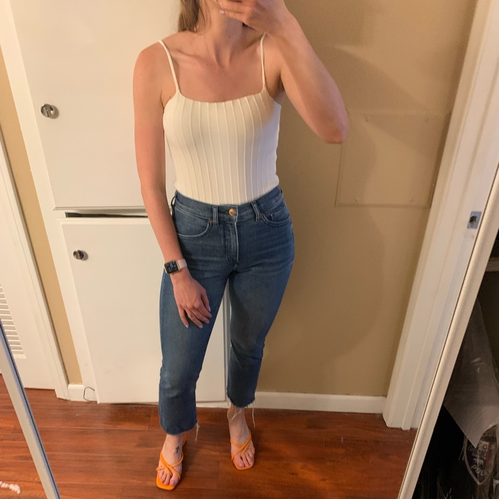 Express White Ribbed Tank